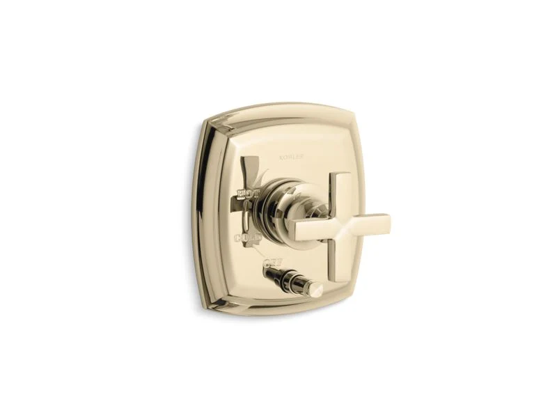 KOHLER K-T98759-3 Margaux Rite-Temp(R) pressure-balancing valve trim with push-button diverter and cross handles, valve not included