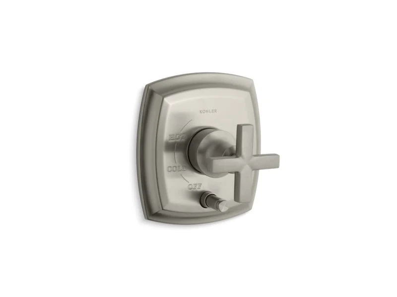 KOHLER K-T98759-3 Margaux Rite-Temp(R) pressure-balancing valve trim with push-button diverter and cross handles, valve not included - Image 2