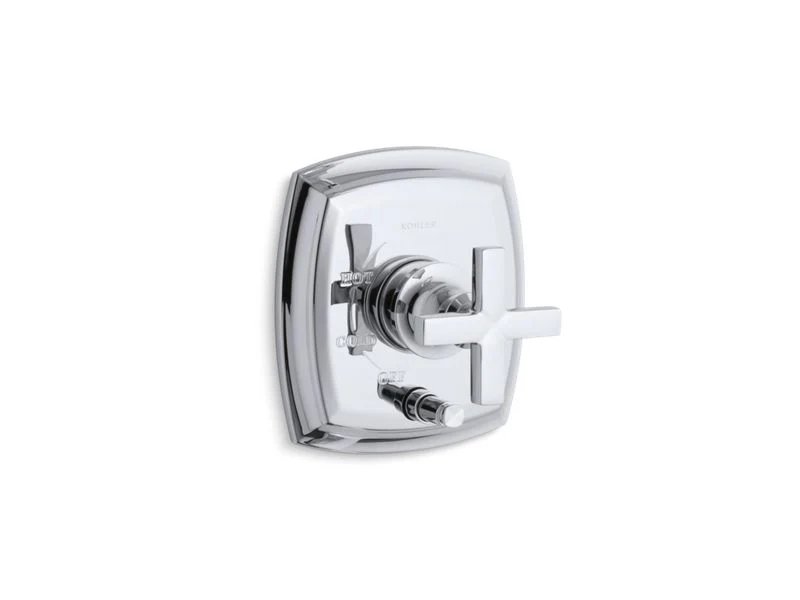 KOHLER K-T98759-3 Margaux Rite-Temp(R) pressure-balancing valve trim with push-button diverter and cross handles, valve not included - Image 4