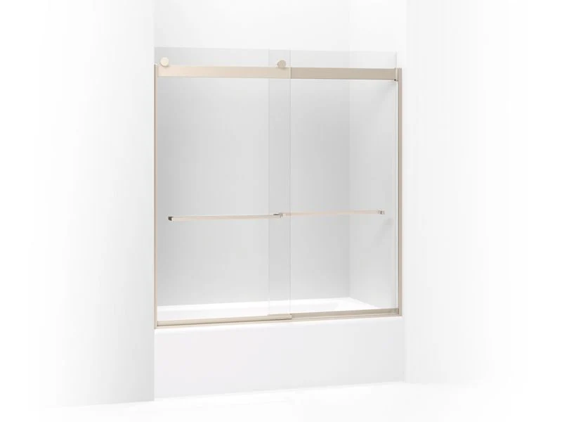 KOHLER K-706007-L Levity Sliding bath door, 62" H x 56-5/8 - 59-5/8" W, with 3/8" thick Crystal Clear glass and square towel bar - Image 3