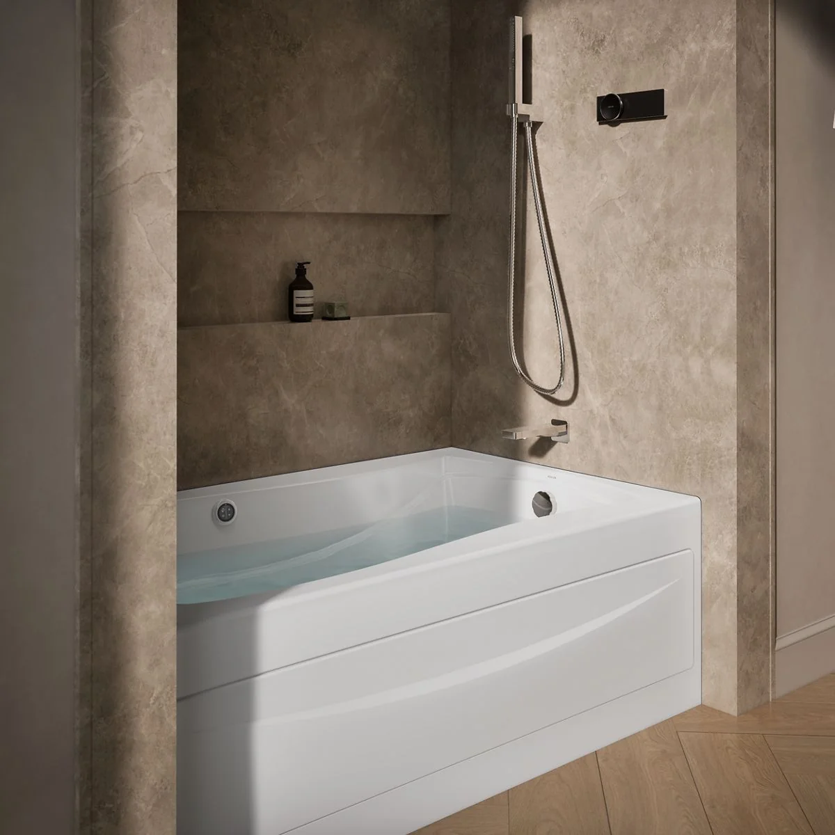 KOHLER K-1239-RAW Mariposa 60" x 36" alcove whirlpool bath Bask heated surface, right drain - Image 7