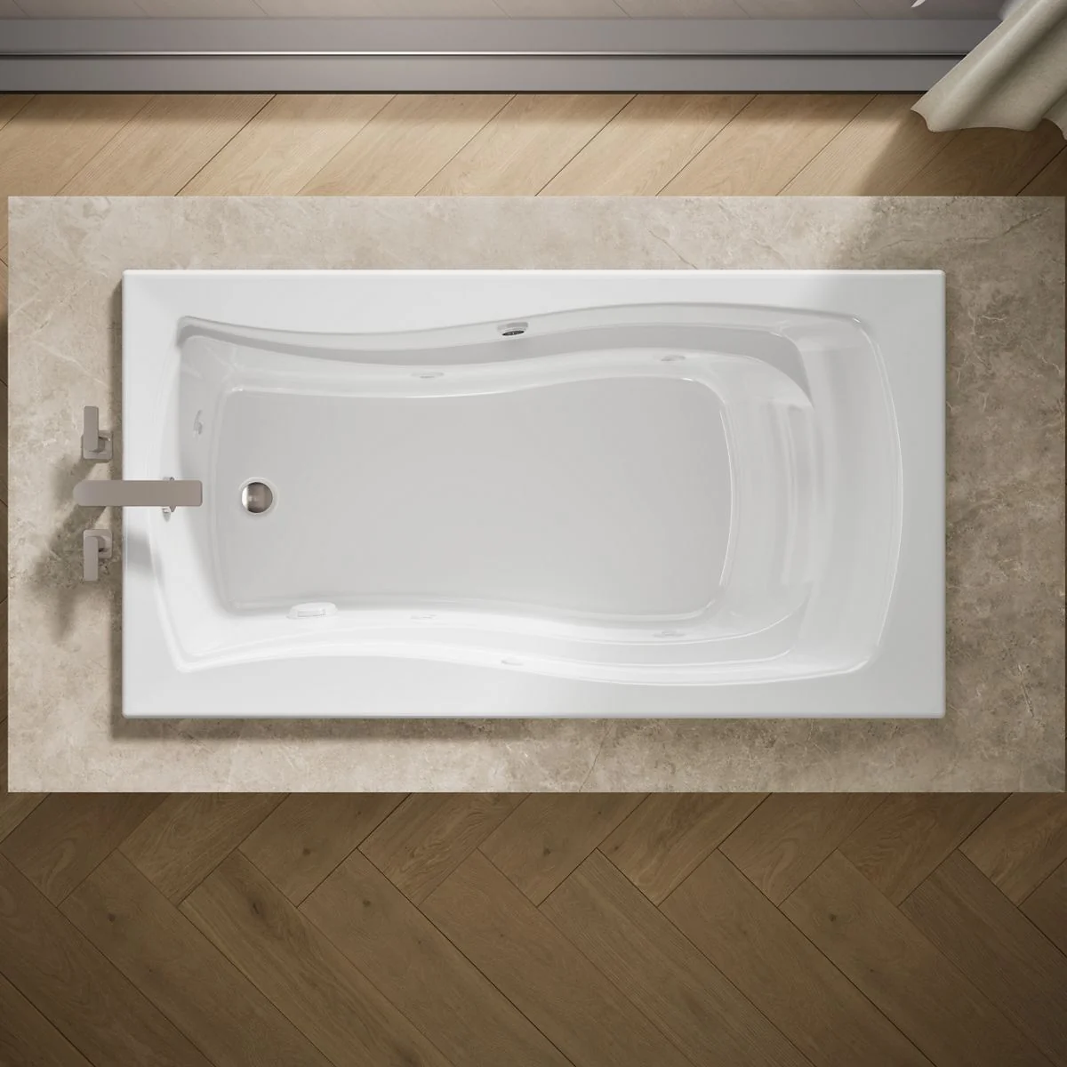 KOHLER K-1224-W1 Mariposa 66" x 35-7/8" drop-in whirlpool bath with Bask heated surface and end drain - Image 8
