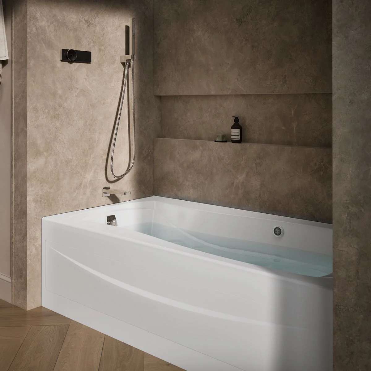 KOHLER K-1257-GHLAW Mariposa 72" x 36" alcove Heated BubbleMassage air bath with Bask heated surface, left drain - Image 5