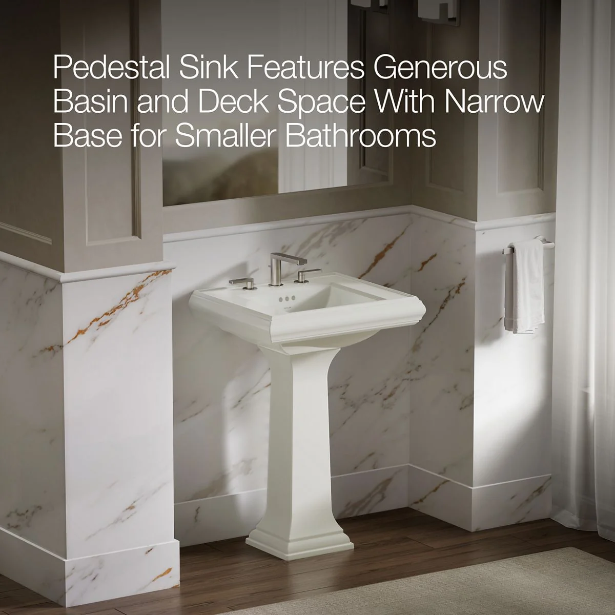 KOHLER K-2238-8 Memoirs 24-1/4" rectangular pedestal bathroom sink - Image 11