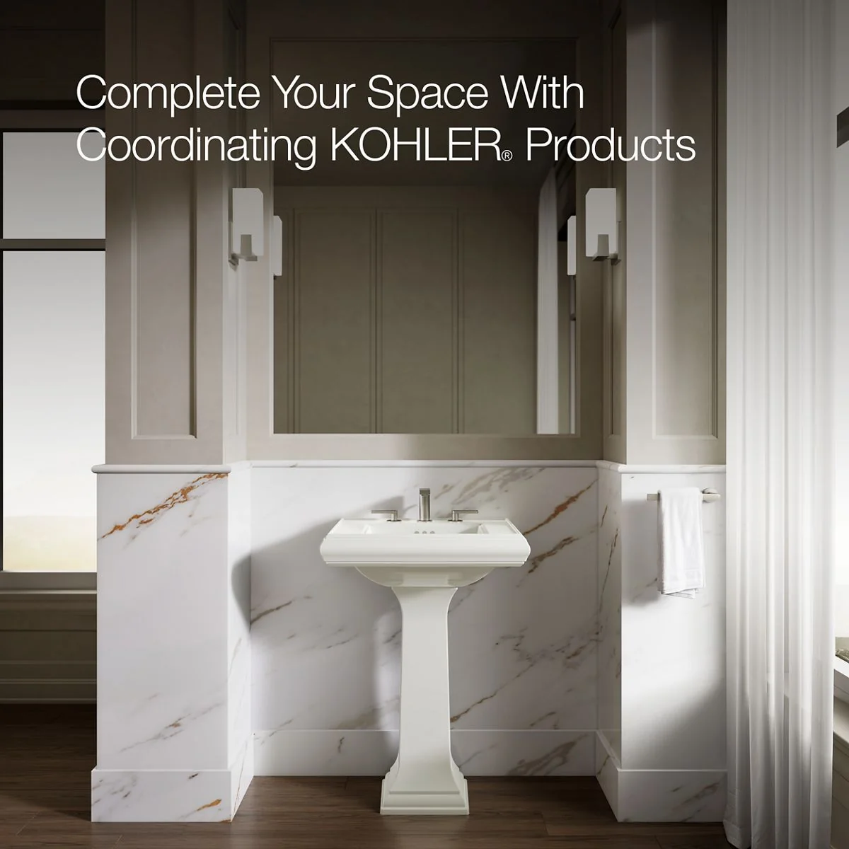 KOHLER K-2238-8 Memoirs 24-1/4" rectangular pedestal bathroom sink - Image 12