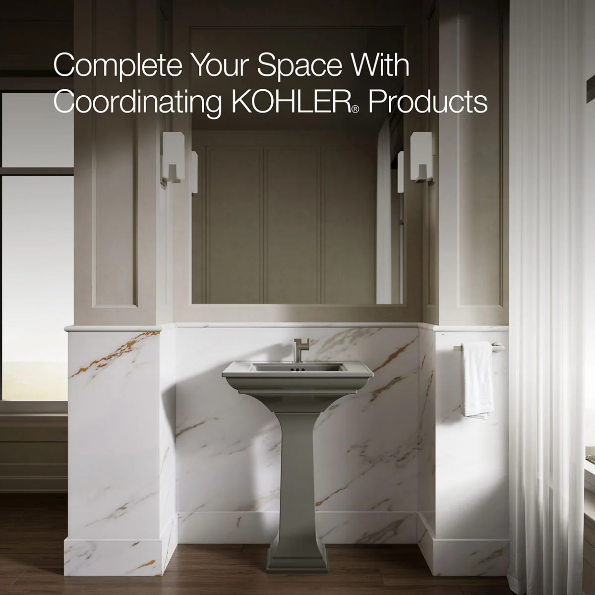 KOHLER K-2344-1 Memoirs 25" rectangular pedestal bathroom sink - Image 32