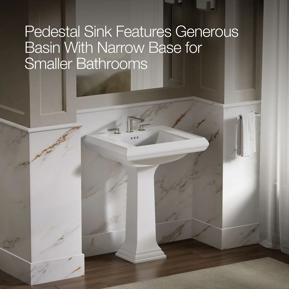 KOHLER K-2258-8 Memoirs 27-1/4" rectangular pedestal bathroom sink - Image 36