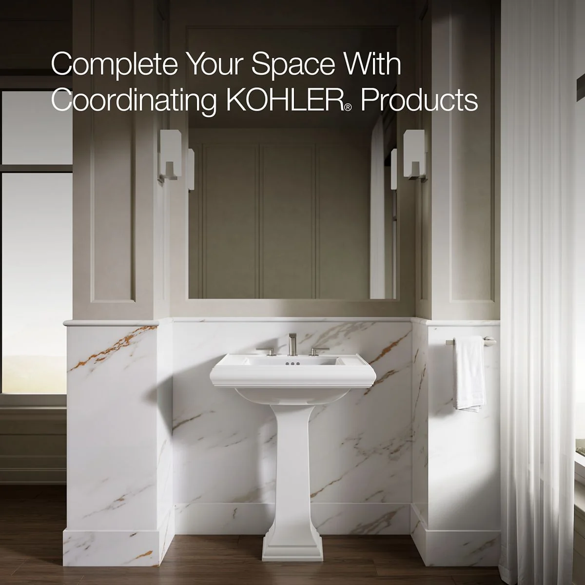KOHLER K-2259-8 Memoirs Pedestal/console table bathroom sink basin with 8" widespread faucet holes - Image 31