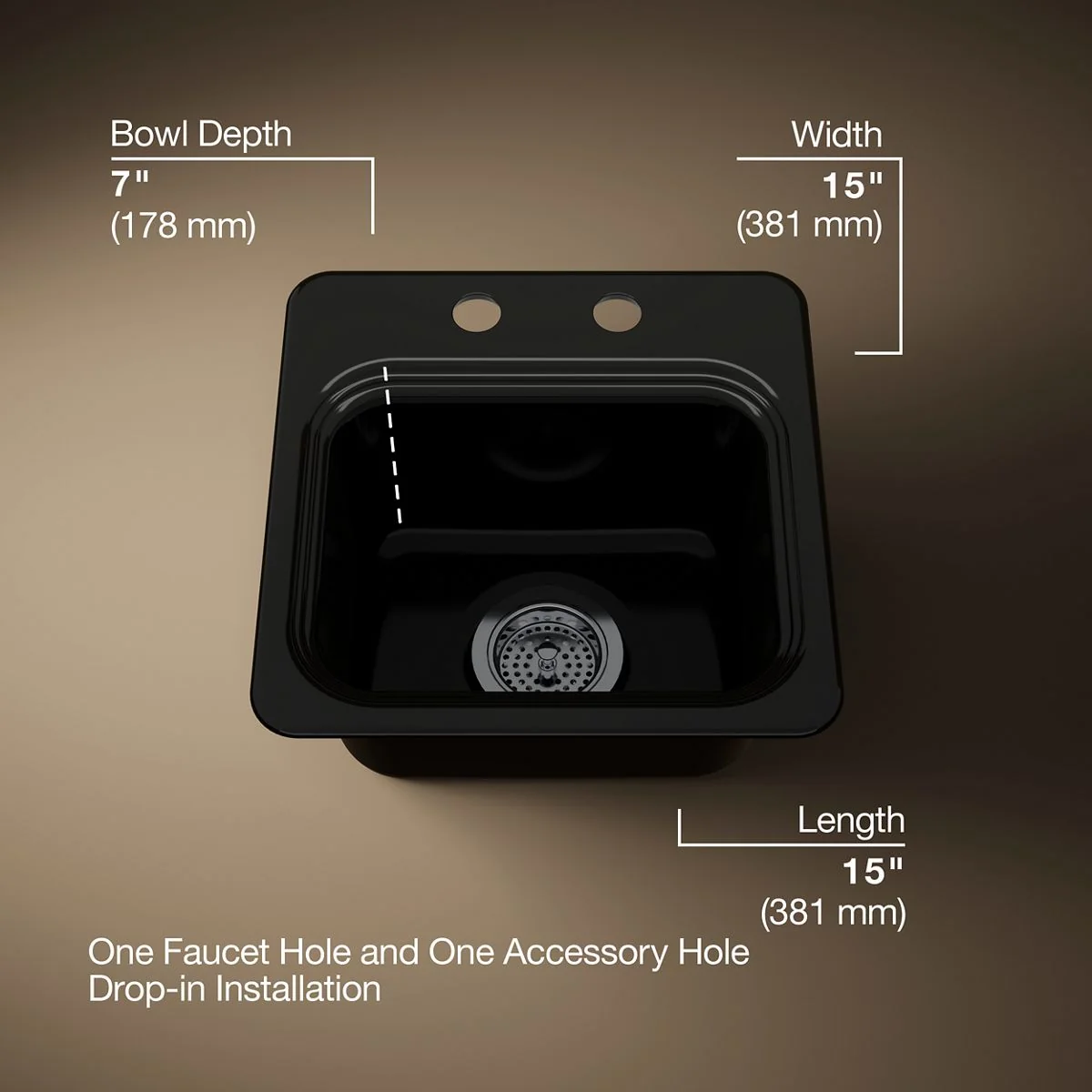 KOHLER K-6579-2 Northland 15" top-mount single-bowl bar sink - Image 13