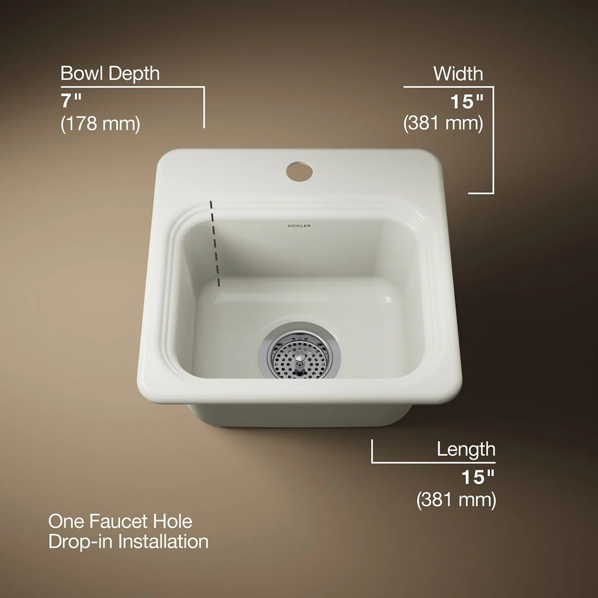 KOHLER K-6579-1 Northland 15" top-mount single-bowl bar sink - Image 18