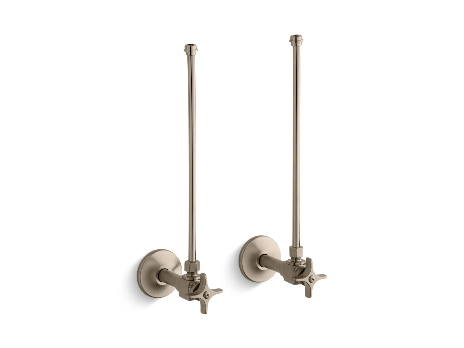 KOHLER K-7605-P Pair 3/8" NPT angle supplies with stop, cross handle and annealed vertical tube - Image 2