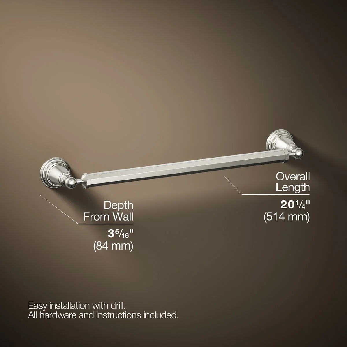 KOHLER K-13108 Pinstripe 18" towel bar - Image 12