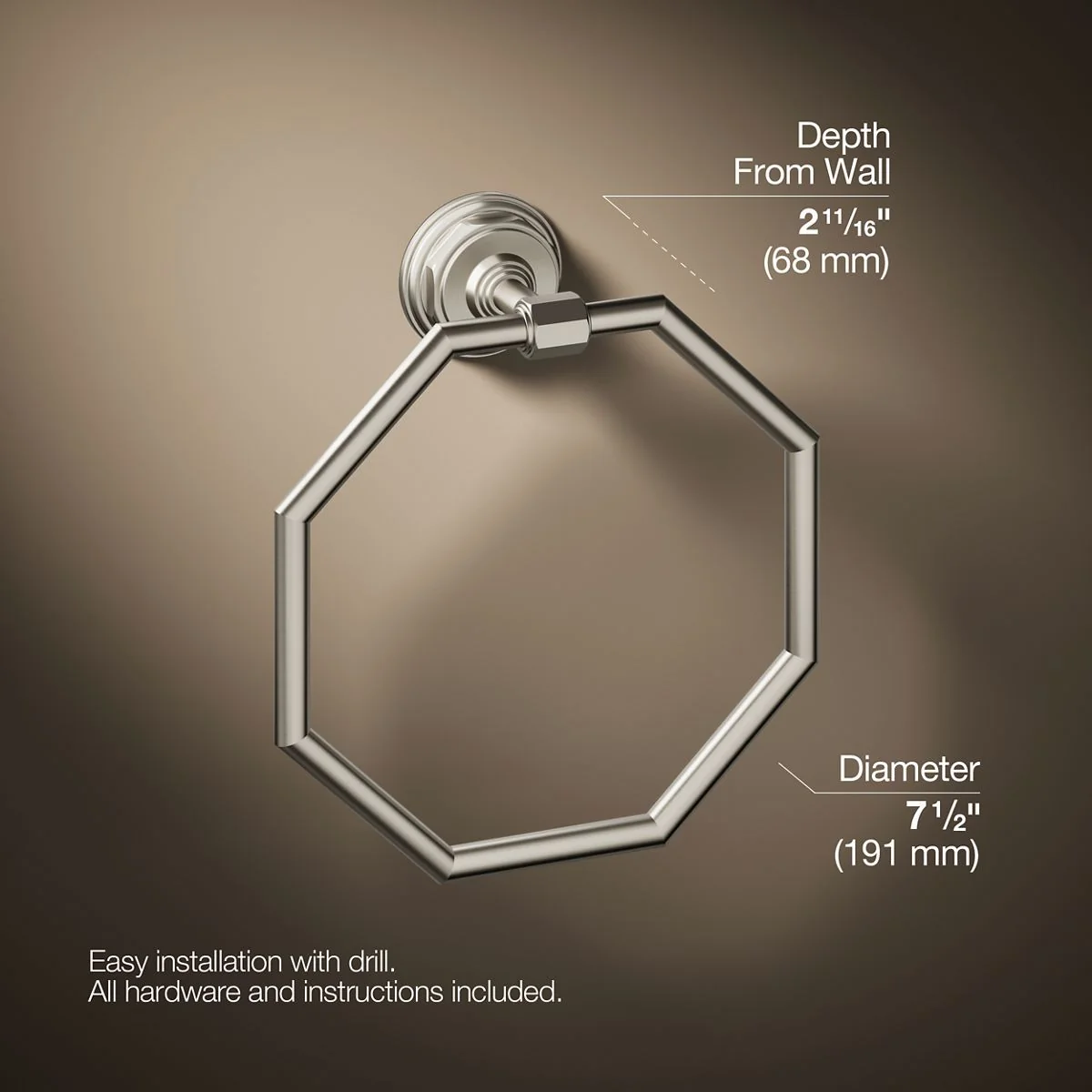 KOHLER K-13112 Pinstripe Towel ring - Image 17