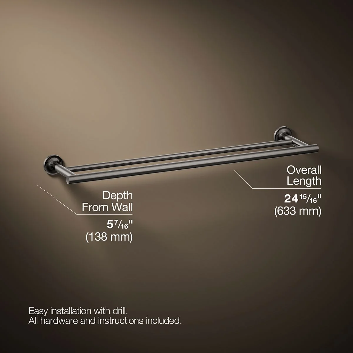 KOHLER K-14375 Purist 24" Double towel bar - Image 51