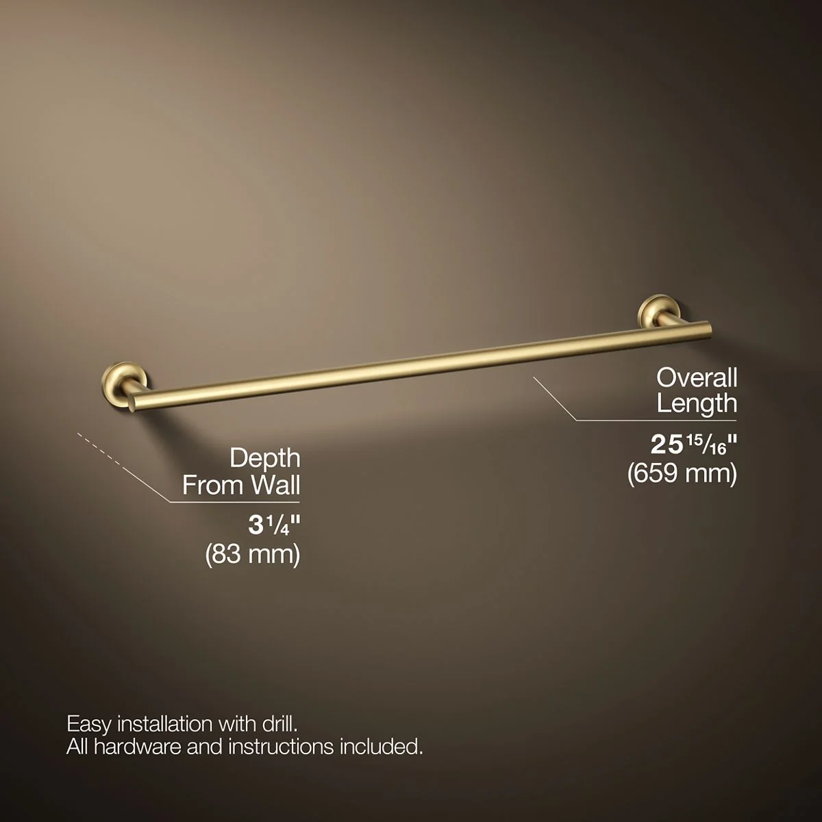KOHLER K-14436 Purist 24" towel bar - Image 24