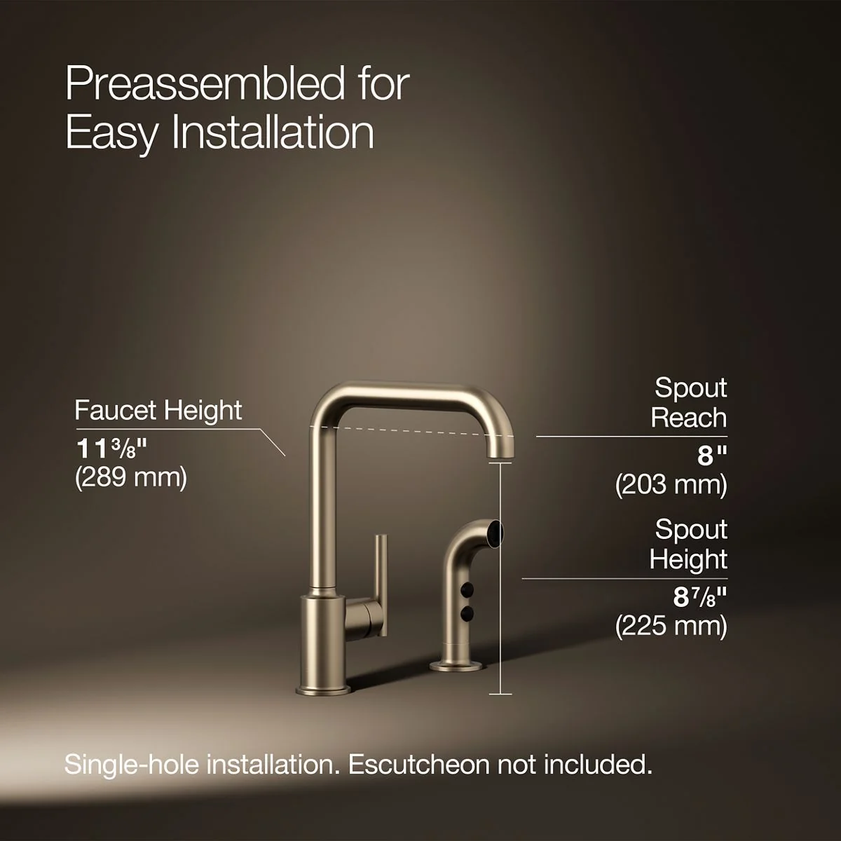 KOHLER K-7508 Purist Single-handle kitchen sink faucet with side sprayer - Image 34