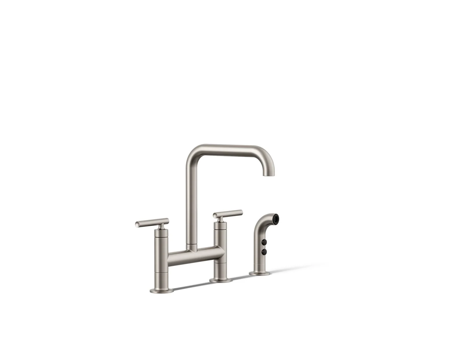 KOHLER K-7548-4 Purist Two-hole bridge kitchen sink faucet with side sprayer - Image 6
