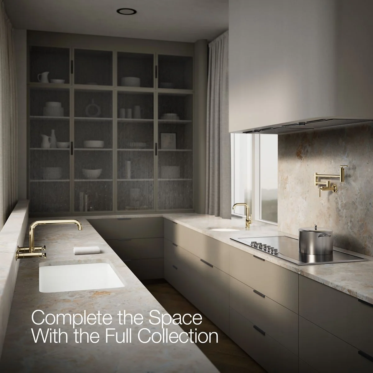 KOHLER K-7549-4 Purist Two-hole wall-mount bridge kitchen sink faucet - Image 17