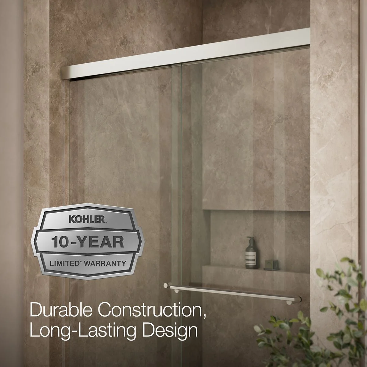 KOHLER K-707100-L Revel Sliding shower door, 70" H x 44-5/8 - 47-5/8" W, with 1/4" thick Crystal Clear glass - Image 13