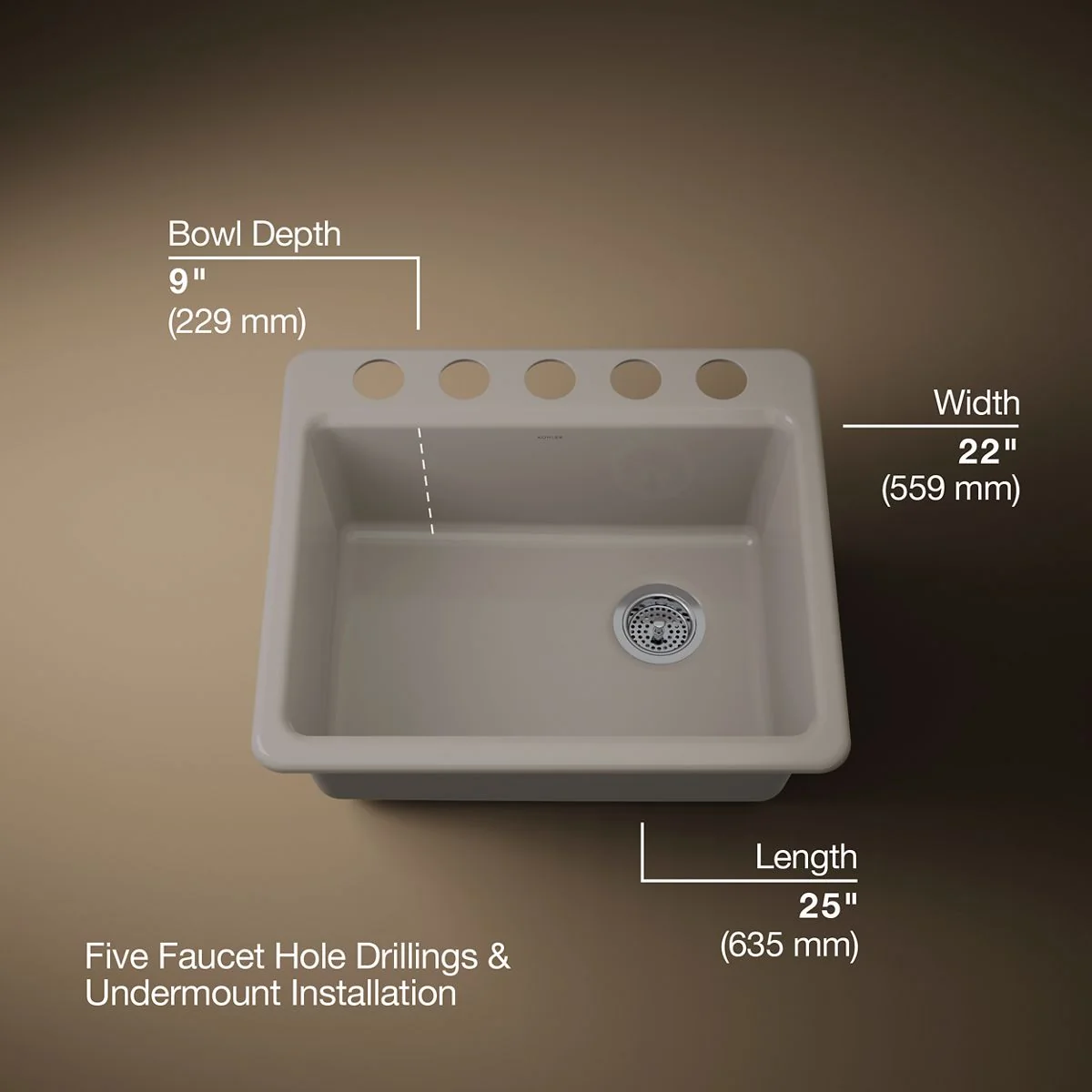 KOHLER K-5872-5UA1 Riverby 25" undermount single-bowl kitchen sink - Image 39