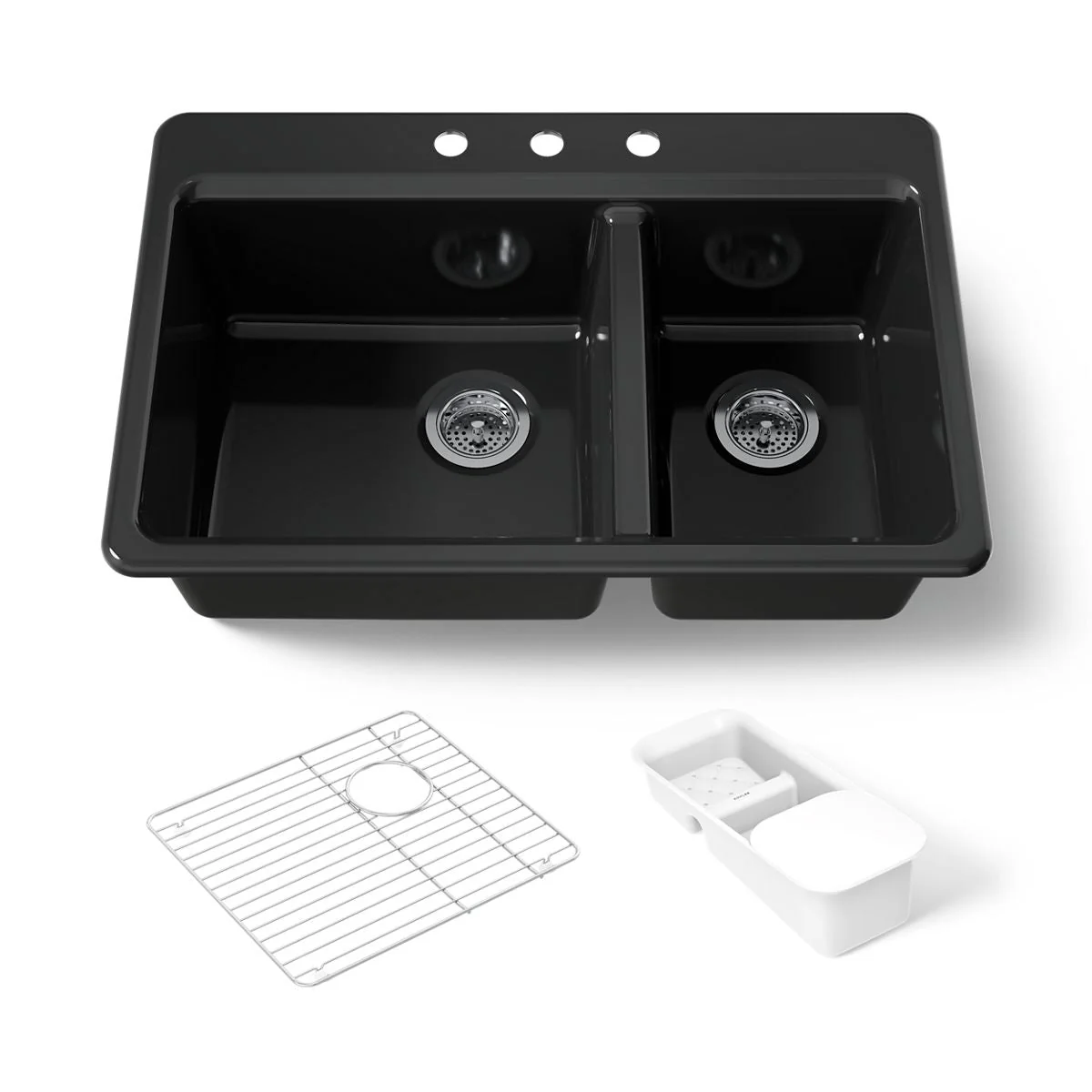 KOHLER K-8669-3A2 Riverby 33" top-mount double-bowl workstation kitchen sink - Image 12