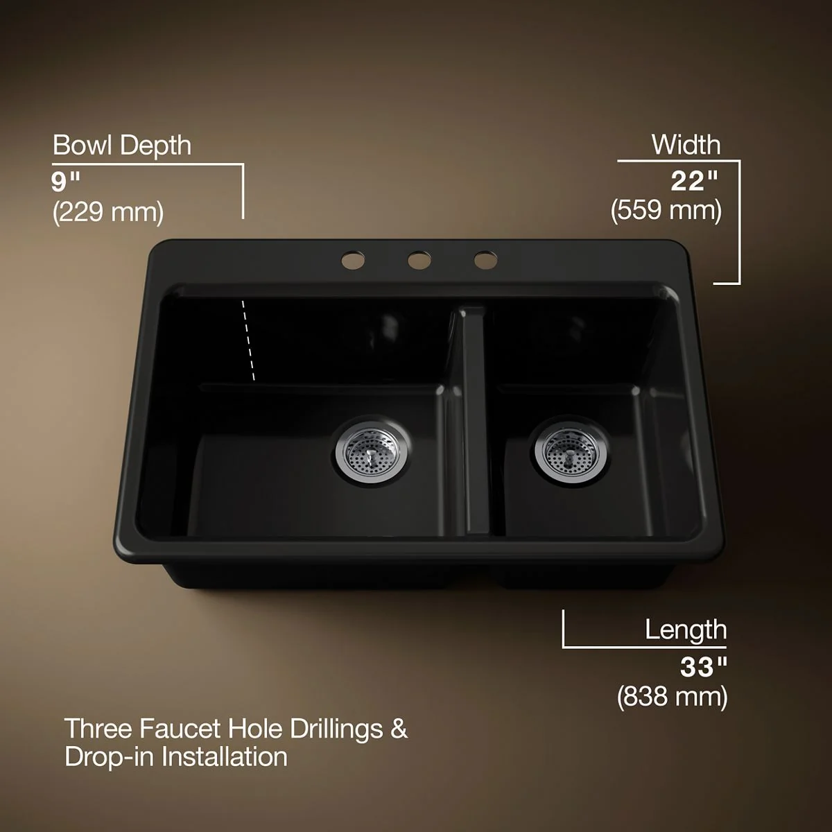KOHLER K-8669-3A2 Riverby 33" top-mount double-bowl workstation kitchen sink - Image 13
