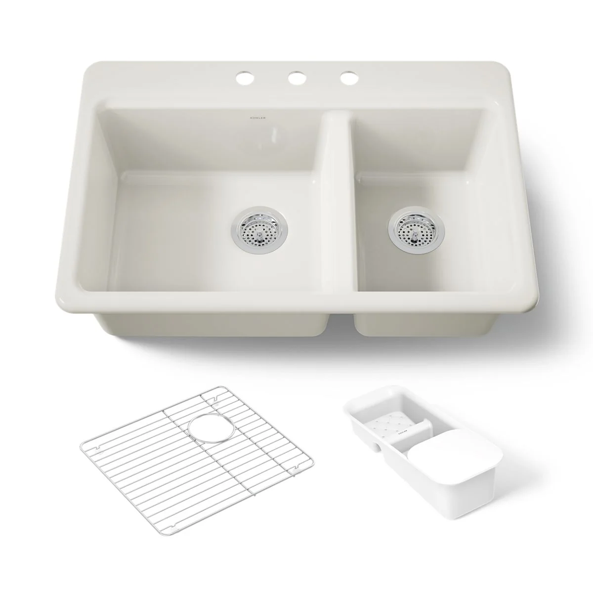 KOHLER K-8669-3A2 Riverby 33" top-mount double-bowl workstation kitchen sink - Image 19