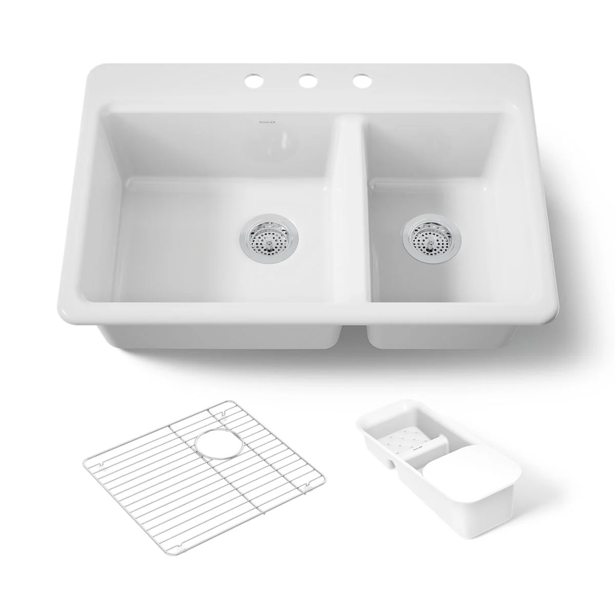 KOHLER K-8669-3A2 Riverby 33" top-mount double-bowl workstation kitchen sink - Image 8