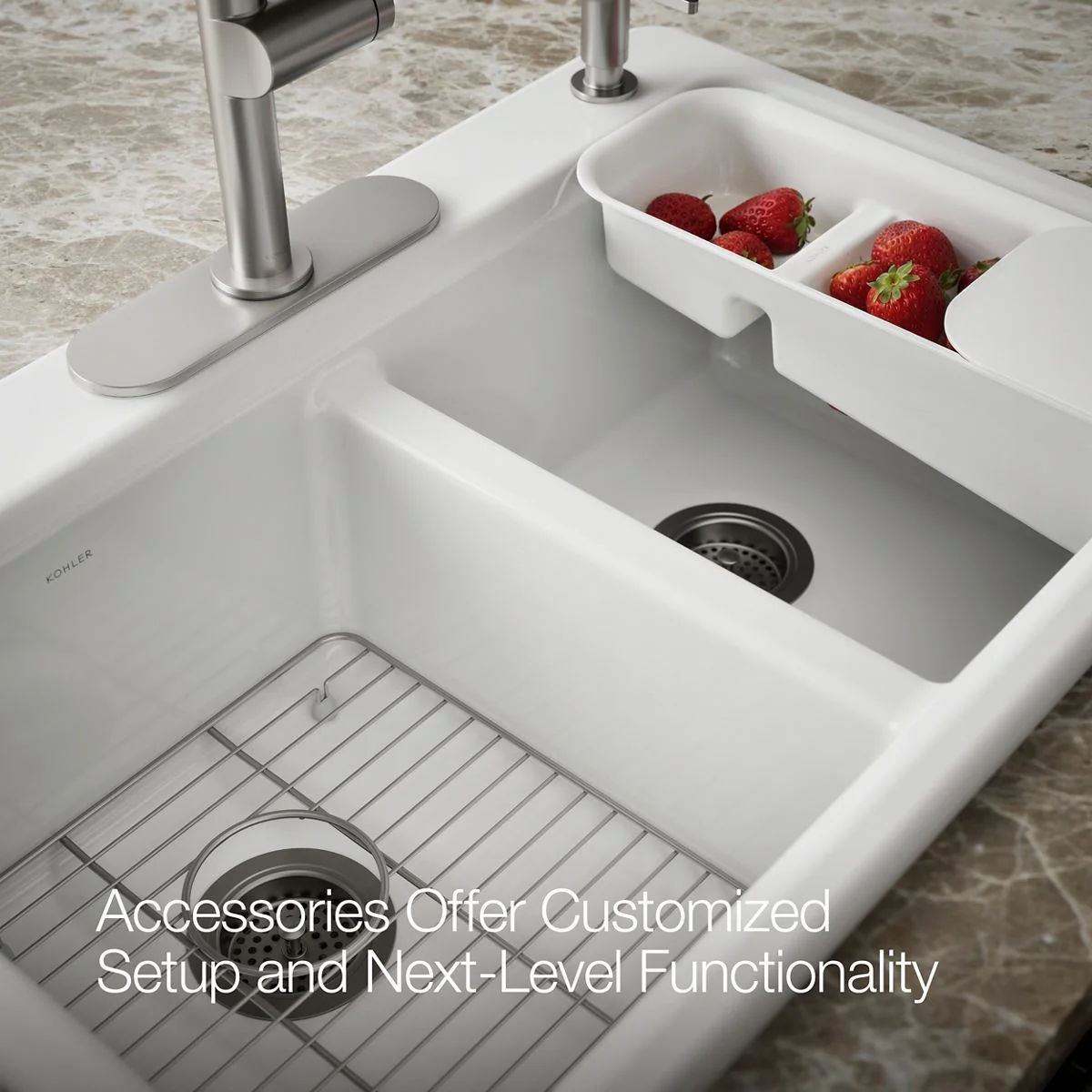 KOHLER K-8679-4A2 Riverby 33" top-mount double-bowl workstation kitchen sink - Image 7