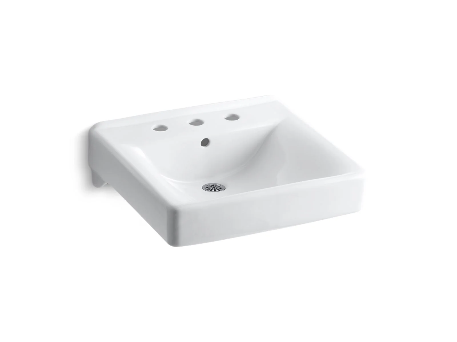 KOHLER K-2053 Soho 20" x 18" wall-mount/concealed arm carrier bathroom sink with 8" widespread faucet holes - Image 3