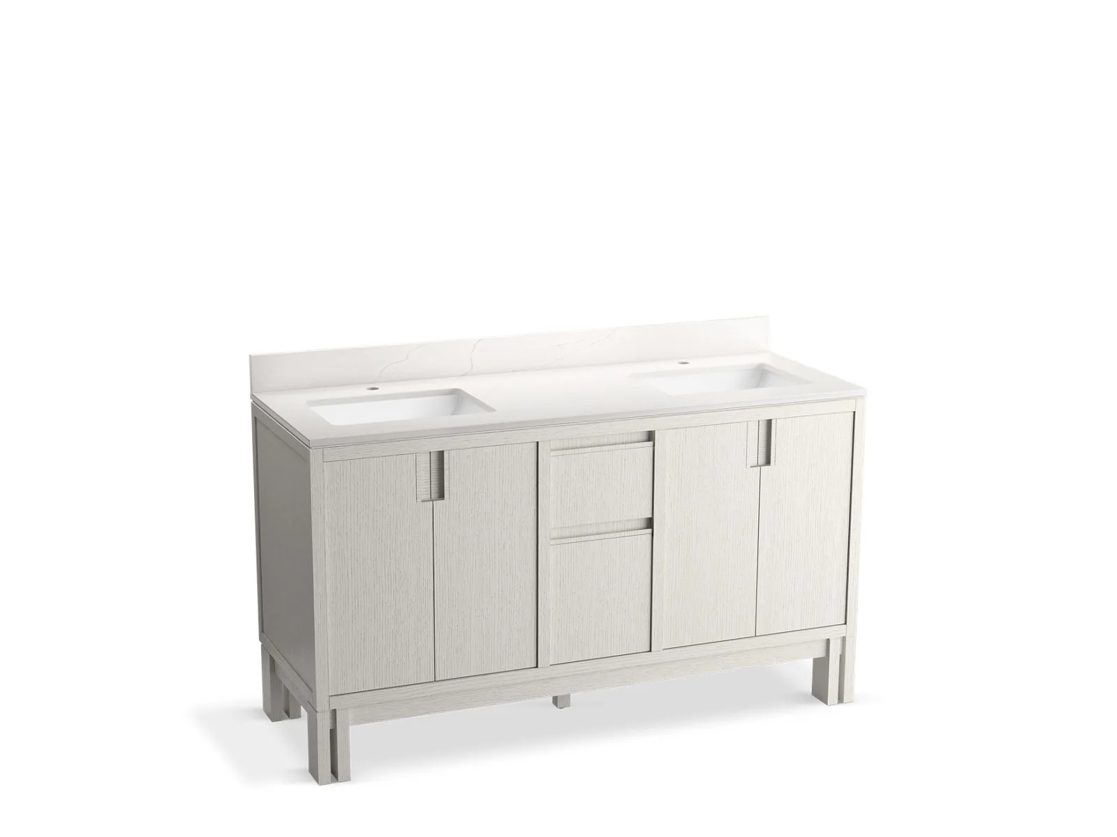 KOHLER K-32840 Solive 60" bathroom vanity cabinet with sinks and quartz top - Image 2