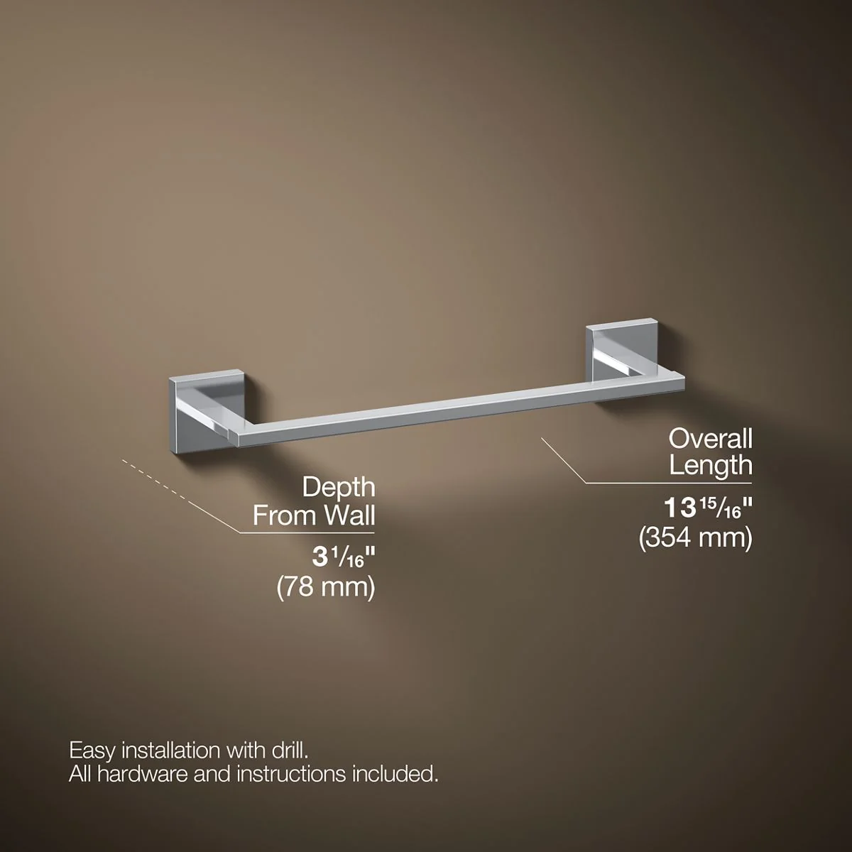 KOHLER K-23286 Square 12" towel bar - Image 24