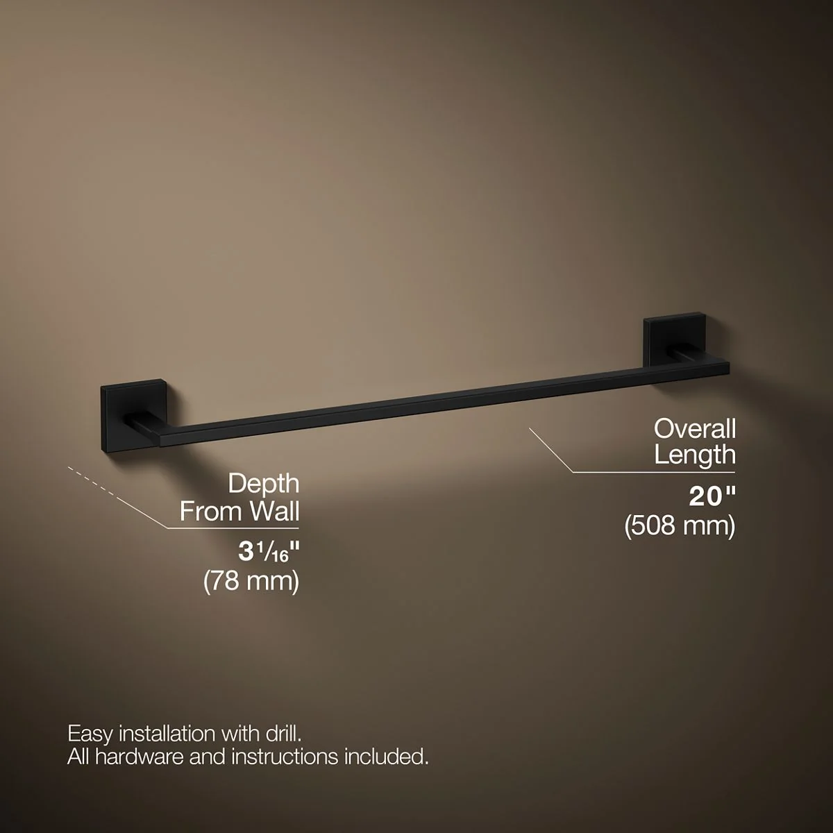 KOHLER K-23284 Square 18" towel bar - Image 14