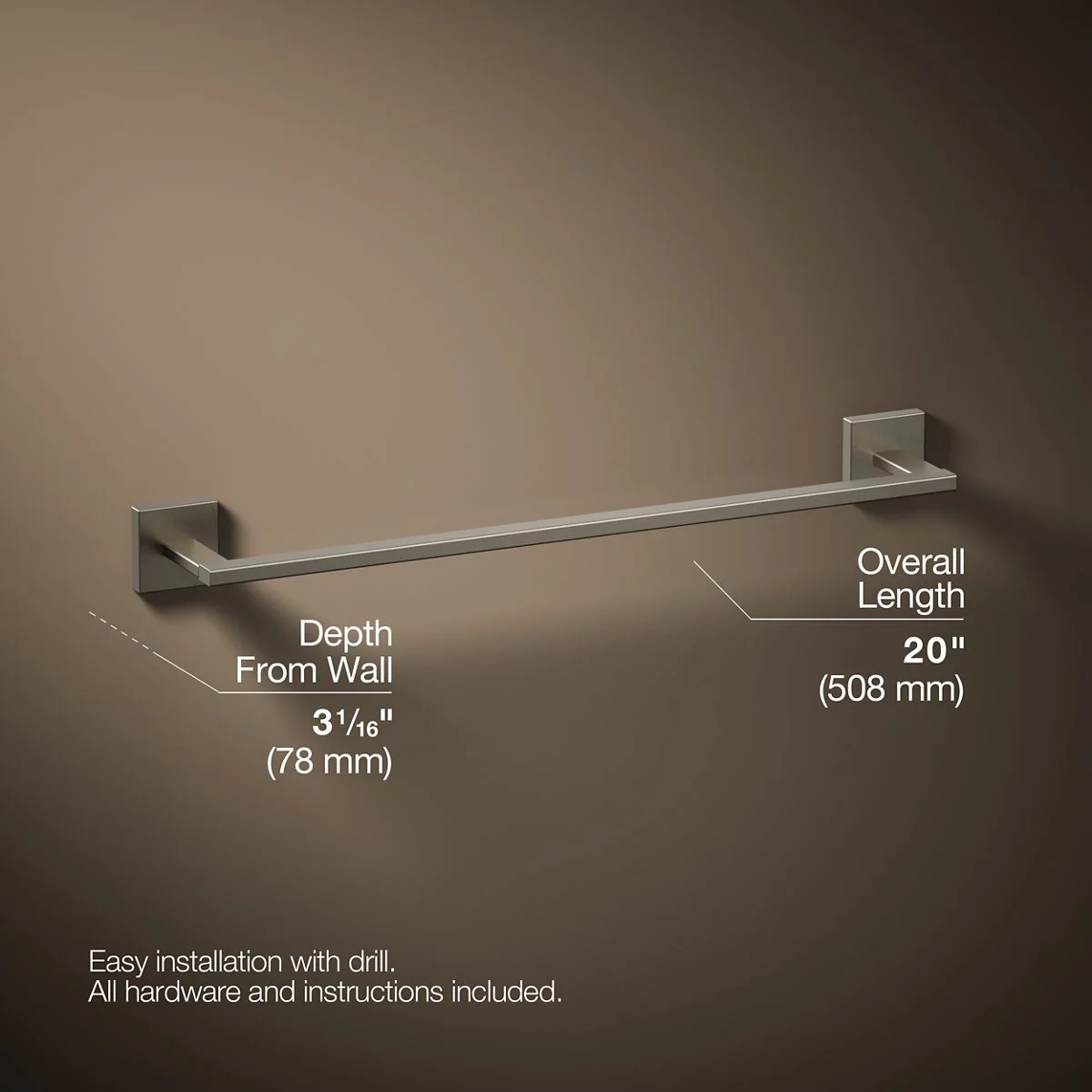 KOHLER K-23284 Square 18" towel bar - Image 19