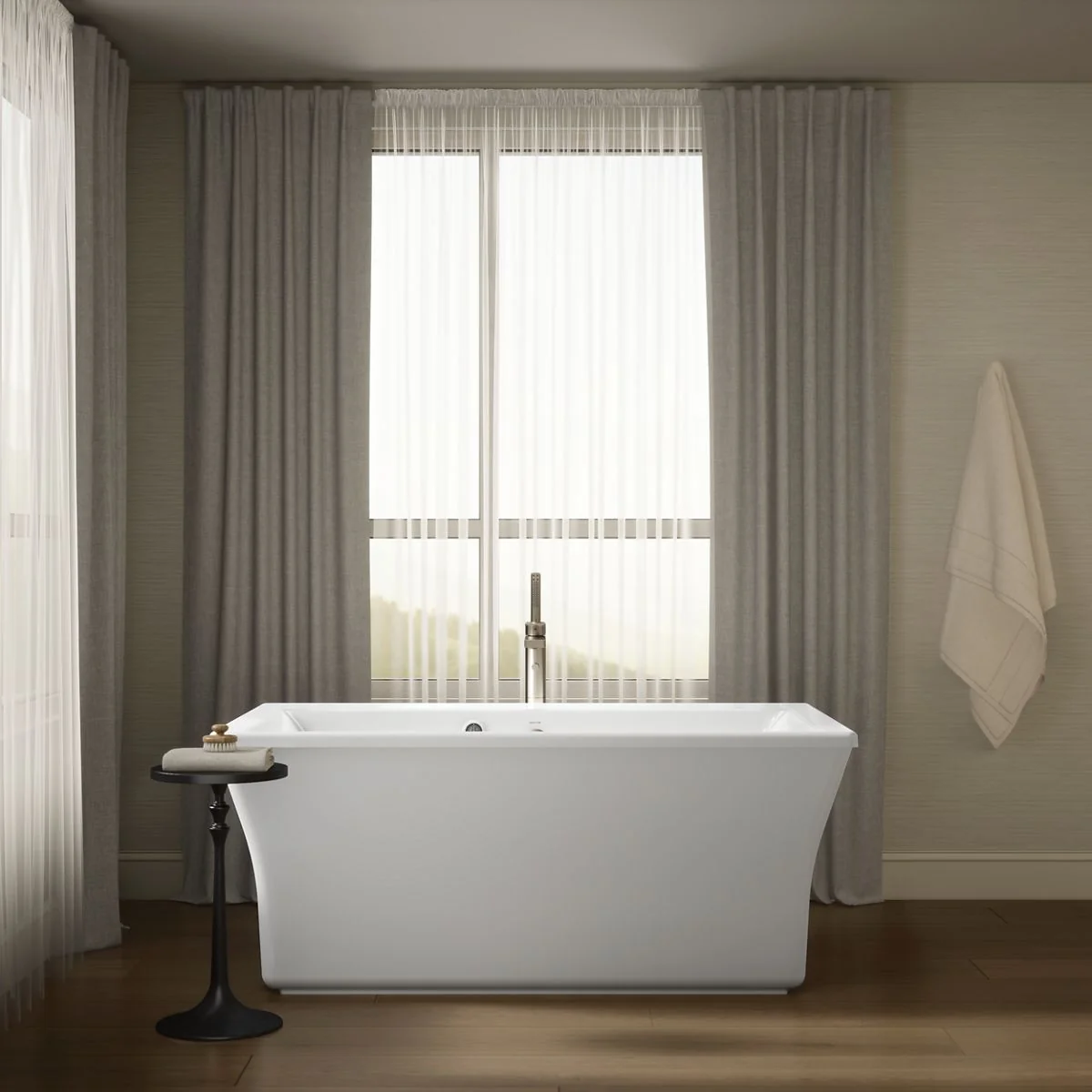 KOHLER K-24011-W1 Stargaze 60" x 34" freestanding bath with Bask heated surface and fluted shroud - Image 5