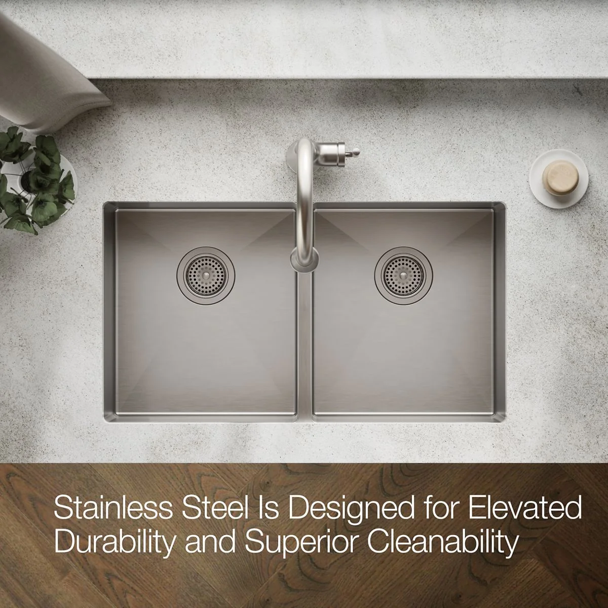 KOHLER K-5281 Strive 32" undermount double-bowl kitchen sink with accessories - Image 5