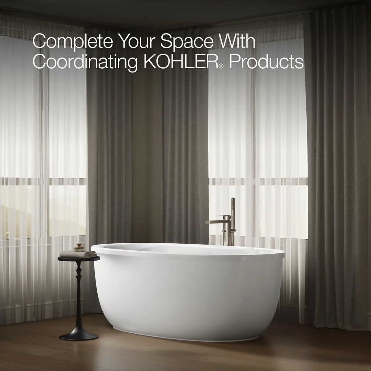 KOHLER K-6369 Sunstruck 65-1/2" x 35-1/2" freestanding bath with fluted shroud - Image 5