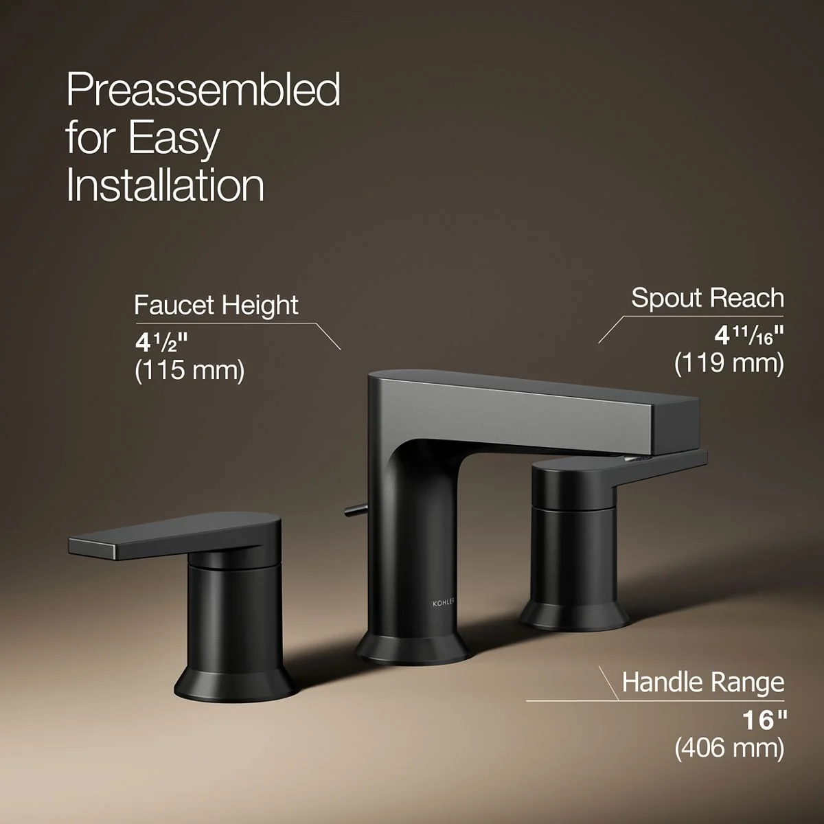 KOHLER K-97100-4 Taut Widespread bathroom sink faucet, 1.2 gpm - Image 12
