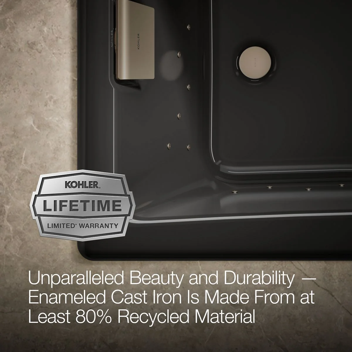KOHLER K-852-GHBN Tea-for-Two 60" x 32" drop-in Heated BubbleMassage air bath - Image 14
