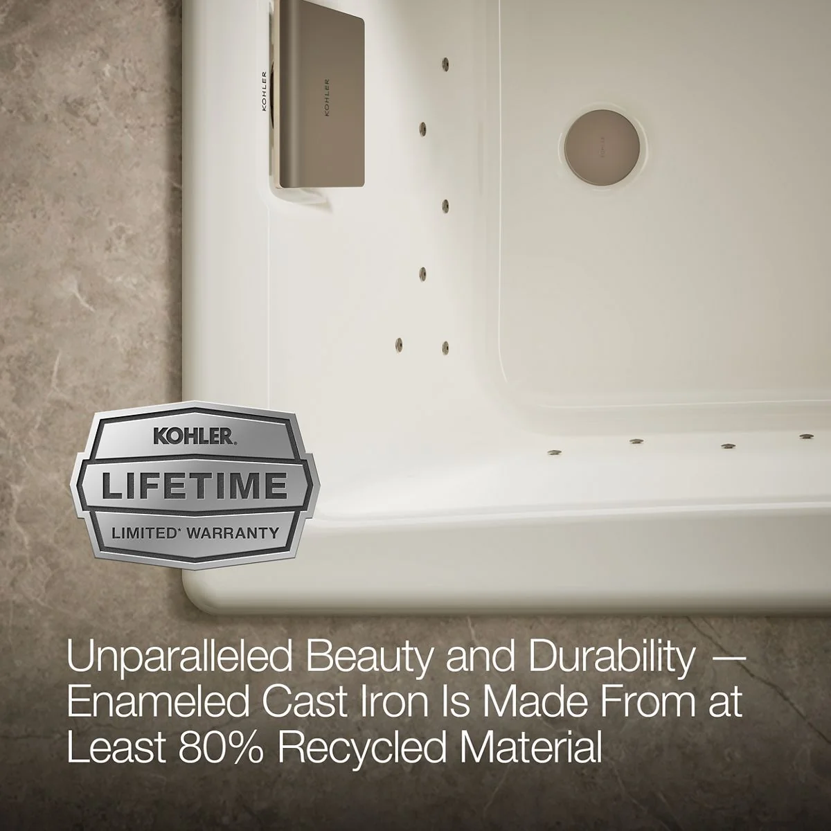 KOHLER K-852-GHBN Tea-for-Two 60" x 32" drop-in Heated BubbleMassage air bath - Image 19