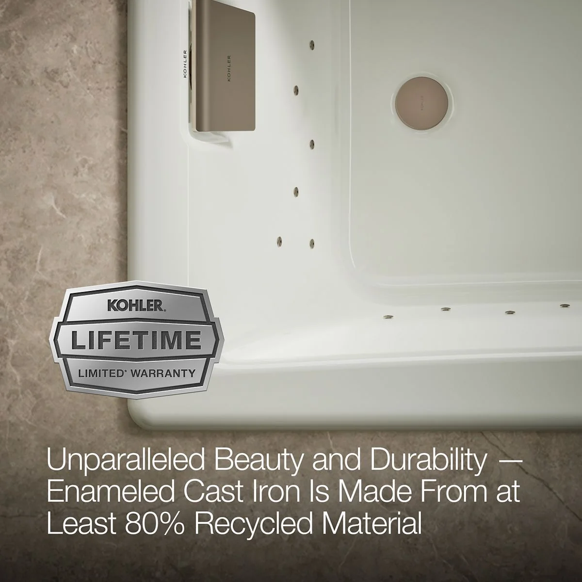 KOHLER K-852-GHBN Tea-for-Two 60" x 32" drop-in Heated BubbleMassage air bath - Image 24