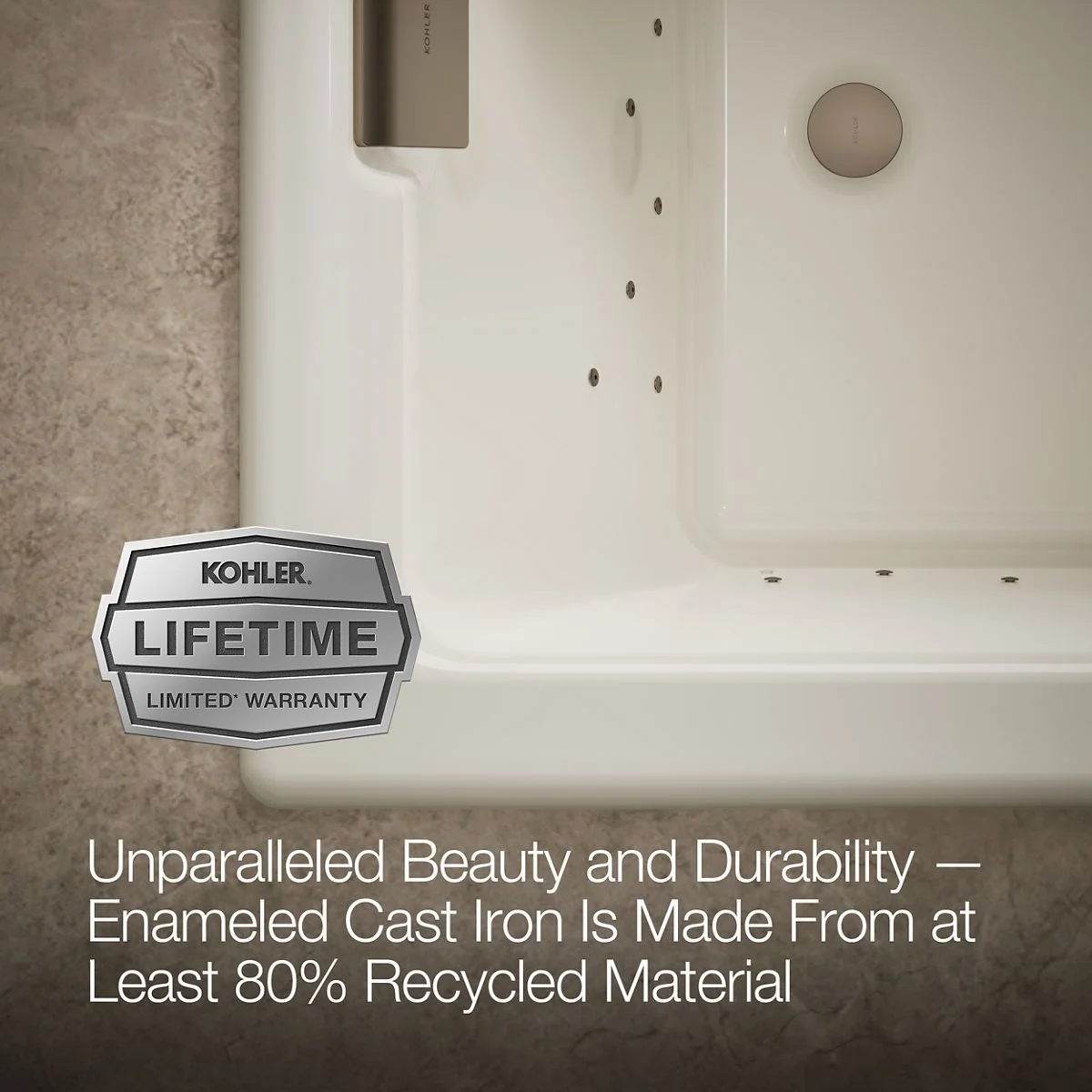 KOHLER K-856-GHBN Tea-for-Two 66" x 36" drop-in Heated BubbleMassage air bath - Image 18