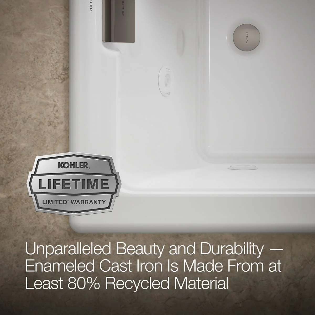 KOHLER K-856-JHE Tea-for-Two 66" x 36" drop-in/undermount whirlpool bath - Image 9