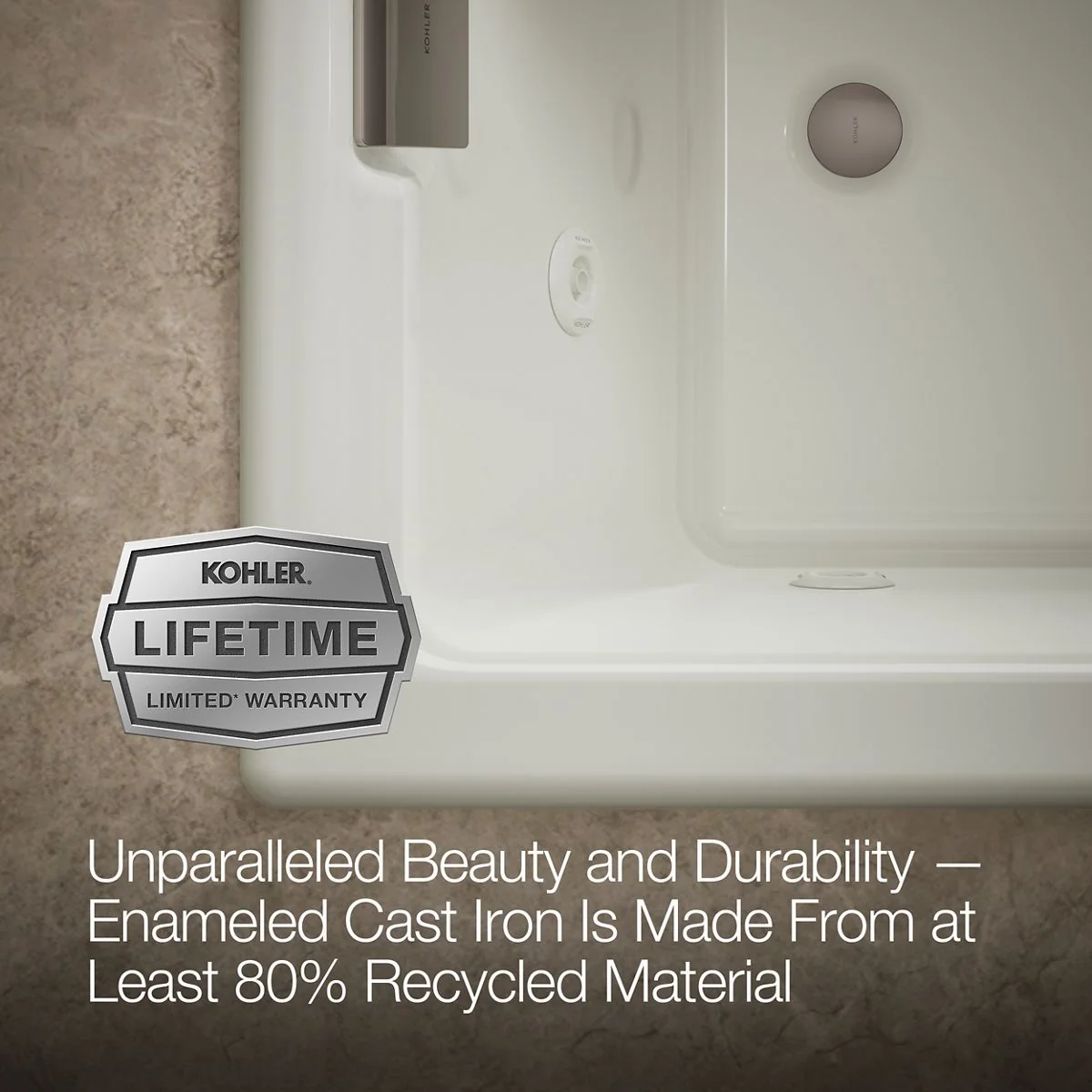 KOHLER K-856-JH Tea-for-Two 66" x 36" drop-in/undermount whirlpool bath - Image 24