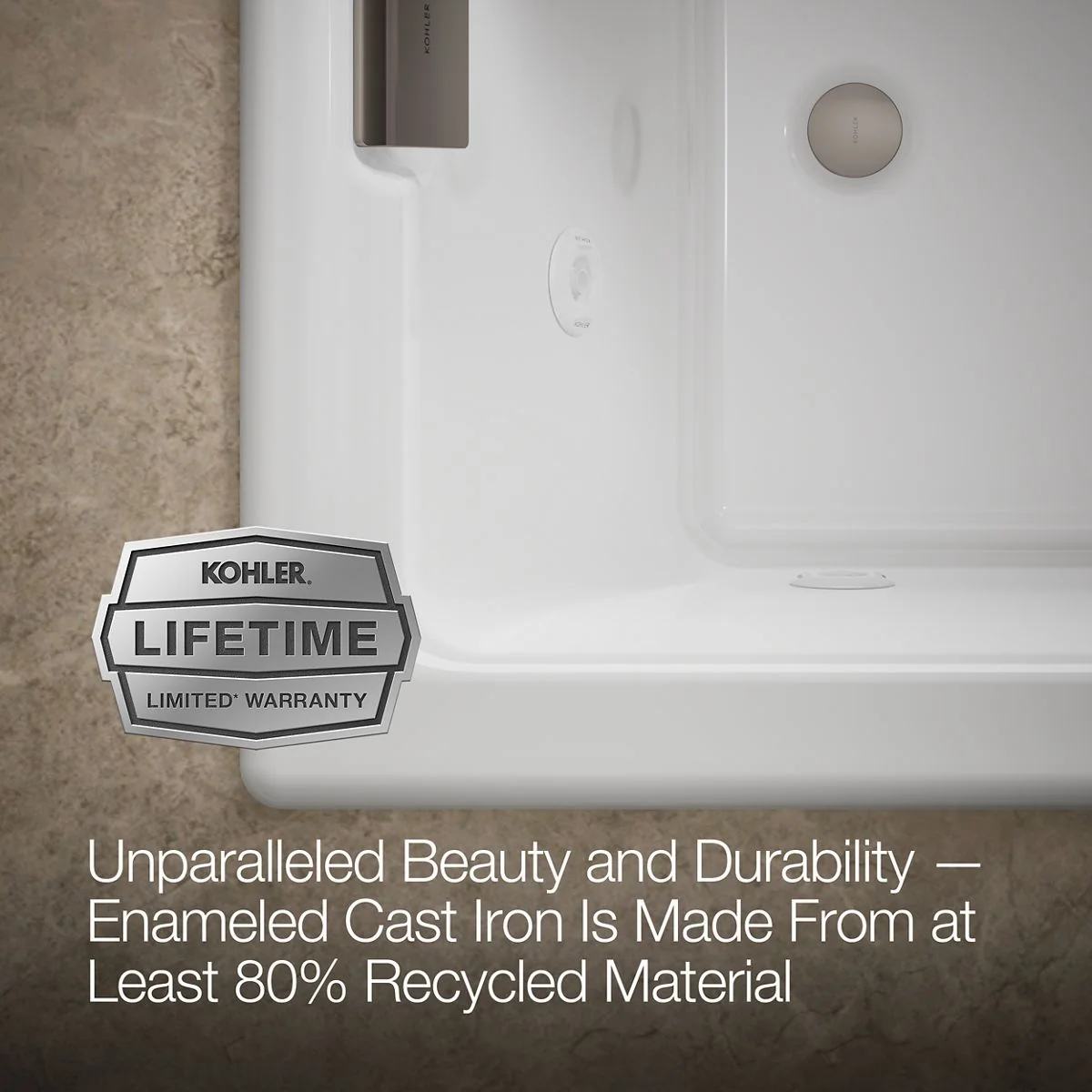 KOHLER K-856-JH Tea-for-Two 66" x 36" drop-in/undermount whirlpool bath - Image 9