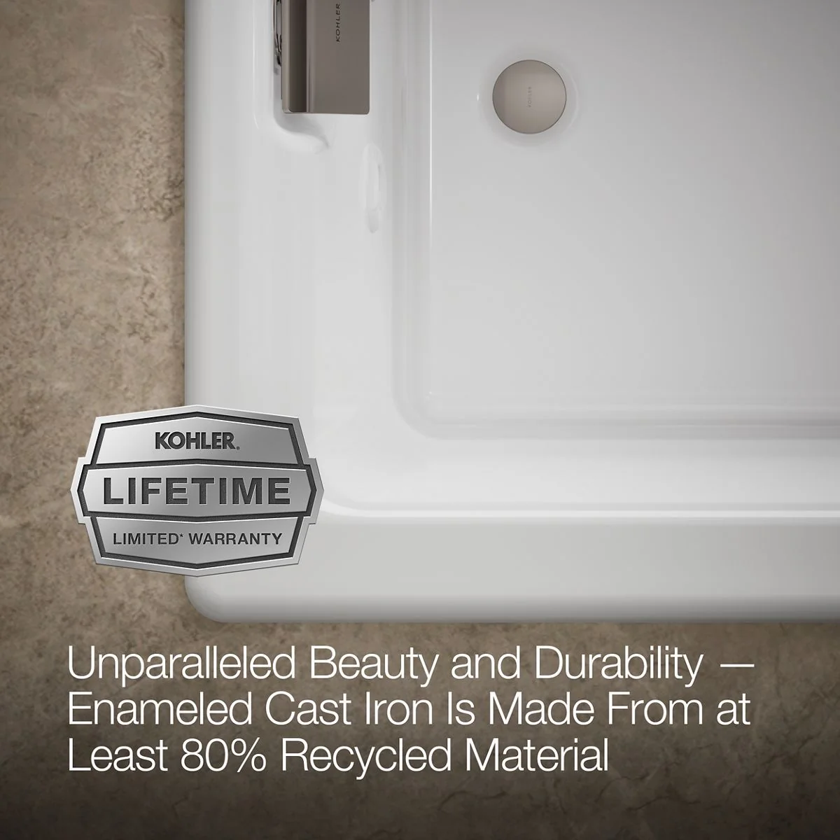 KOHLER K-856-M Tea-for-Two 66" x 36" drop-in whirlpool bath - Image 14