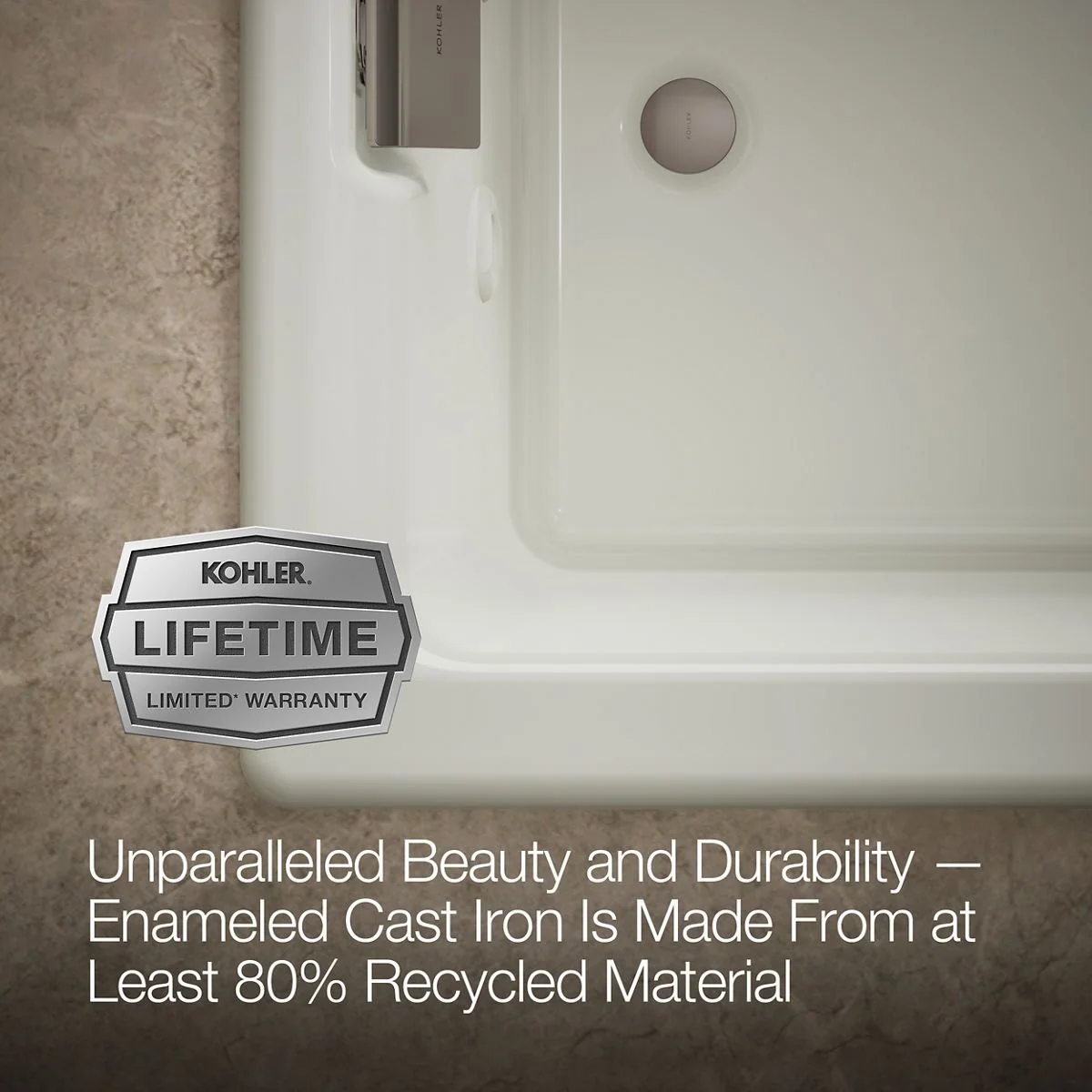 KOHLER K-856-M Tea-for-Two 66" x 36" drop-in whirlpool bath - Image 19