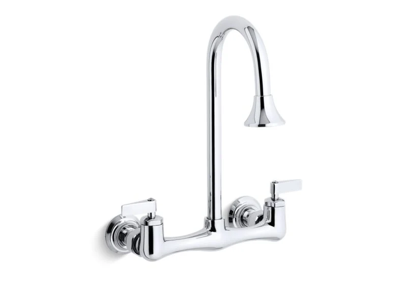 KOHLER K-7319-4 Triton double lever handle utility sink faucet with rosespray gooseneck spout in Polished Chrome
