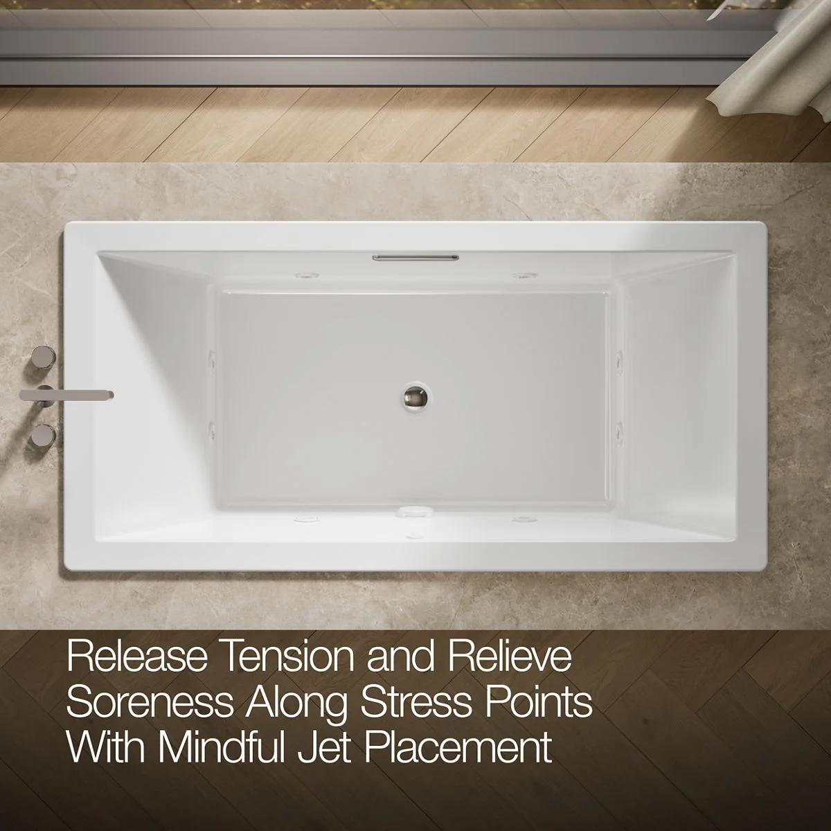 KOHLER K-1835-JH Underscore 72" x 36" drop-in heated whirlpool bath - Image 10