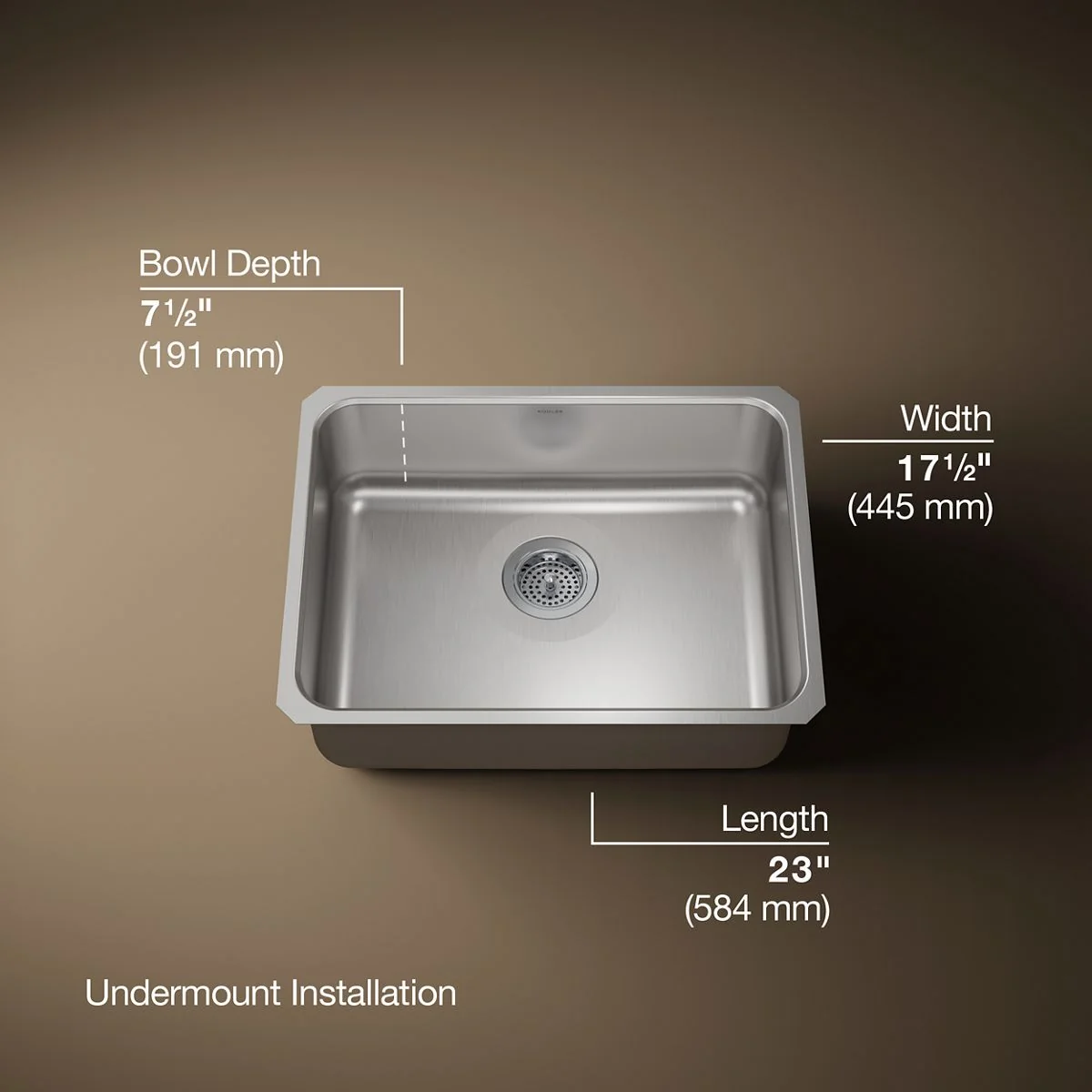 KOHLER K-3332 Undertone 23" undermount single-bowl kitchen sink - Image 6